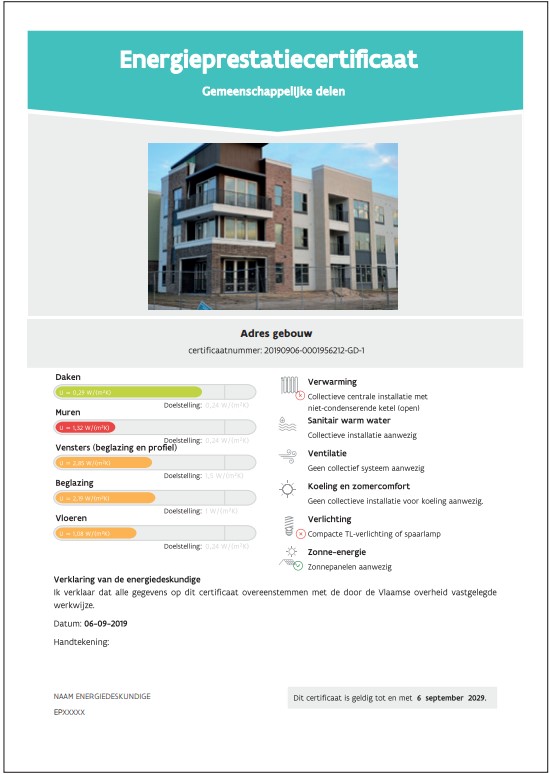 Een voorbeeld van een epc gemeenschappelijke delen